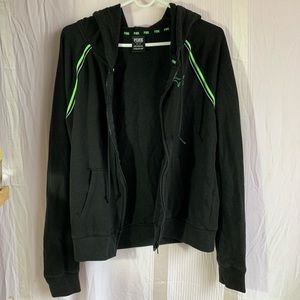 Medium; black & neon green zip up jacket from Pink